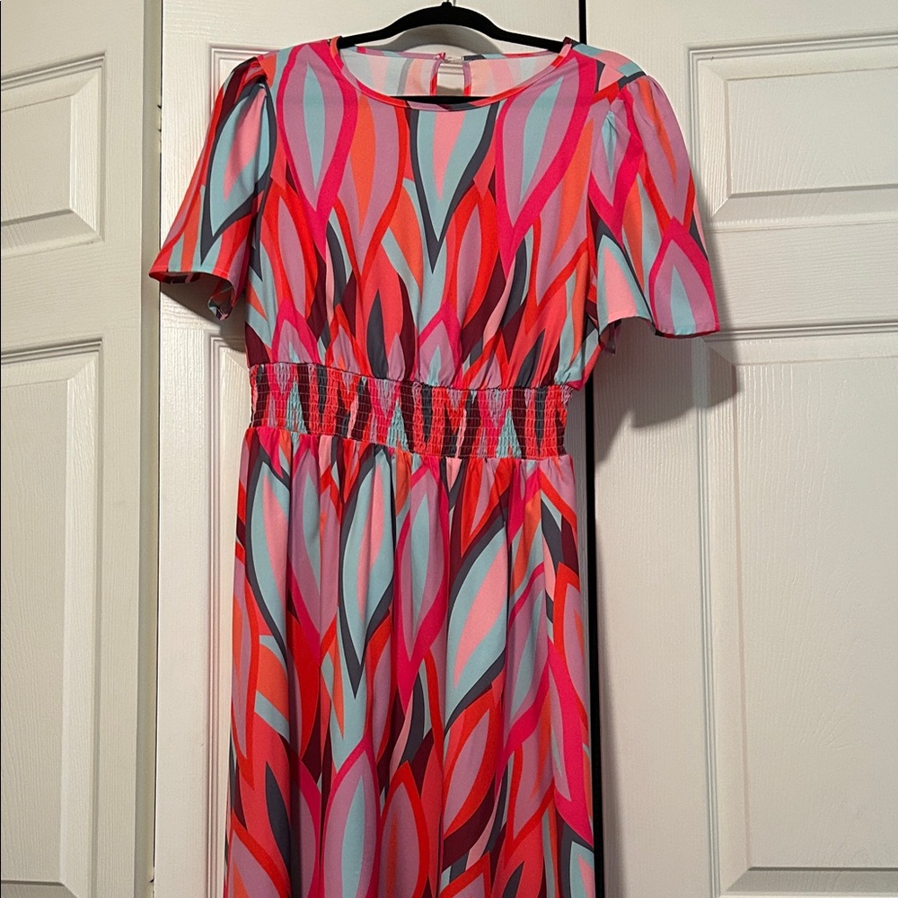SHEIN Colorful Abstract Midi Dress